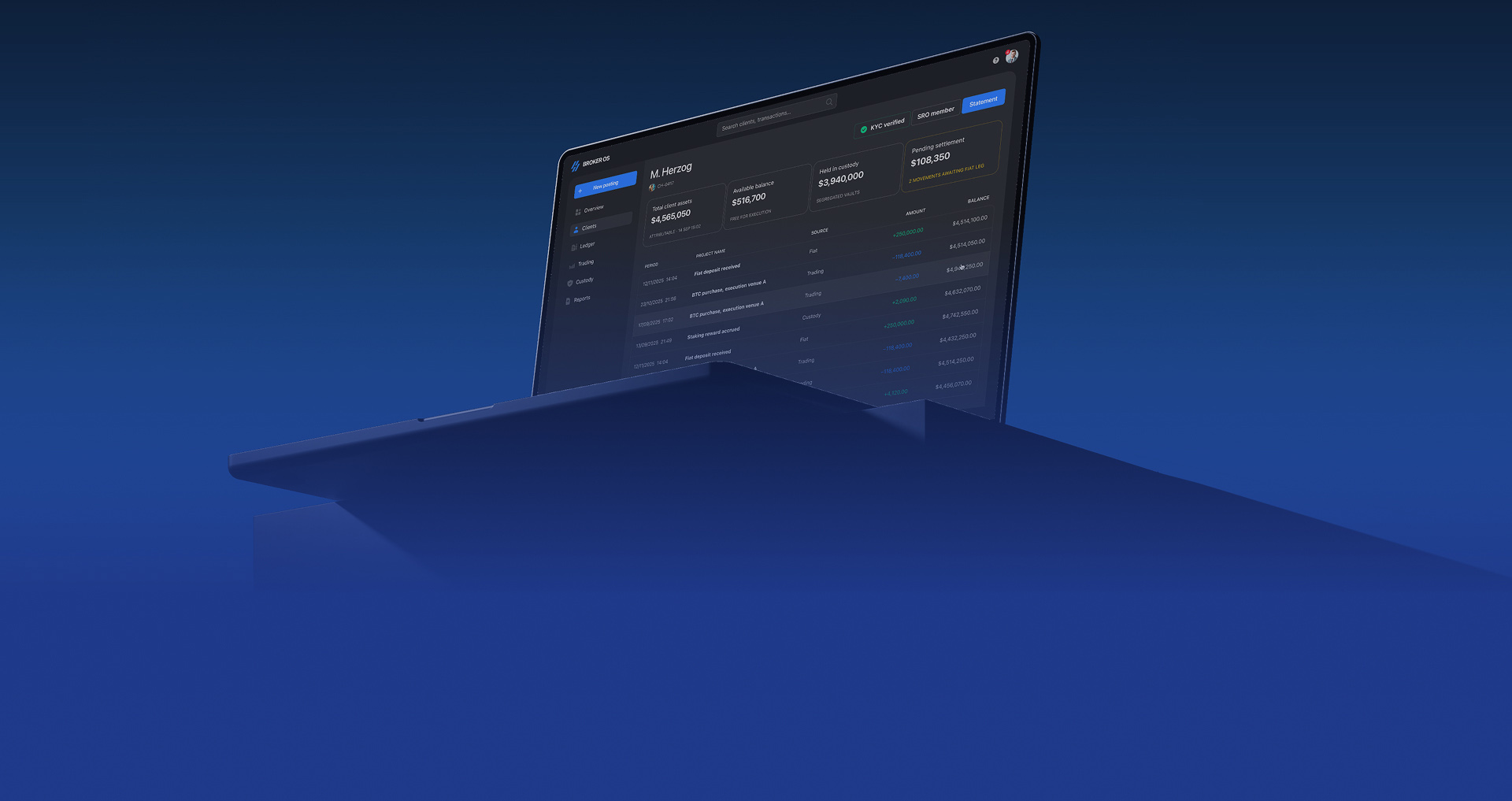 Crypto broker infrastructure